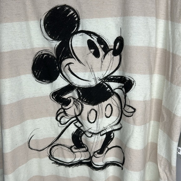 Disney Parks Mickey Mouse Cream and Tan Stripe Shirt Women’s Large - Picture 2 of 4